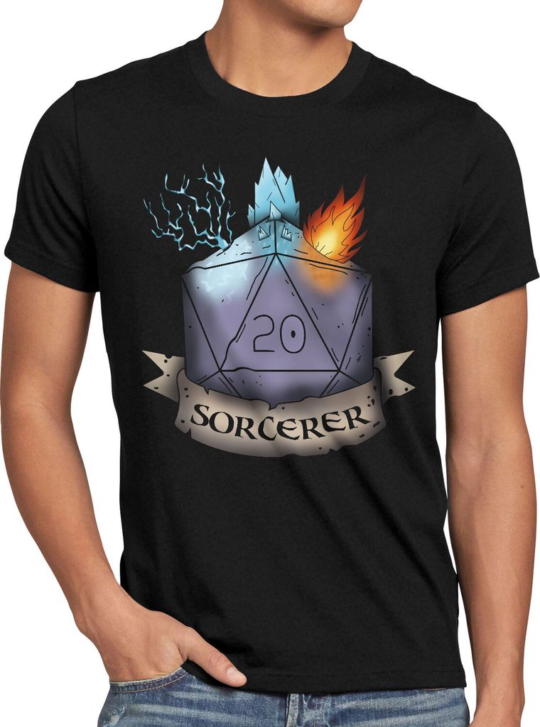 BaumwolleCloud Würfel Sourcerer Herren T-Shirt dungeon tabletop dragons d20