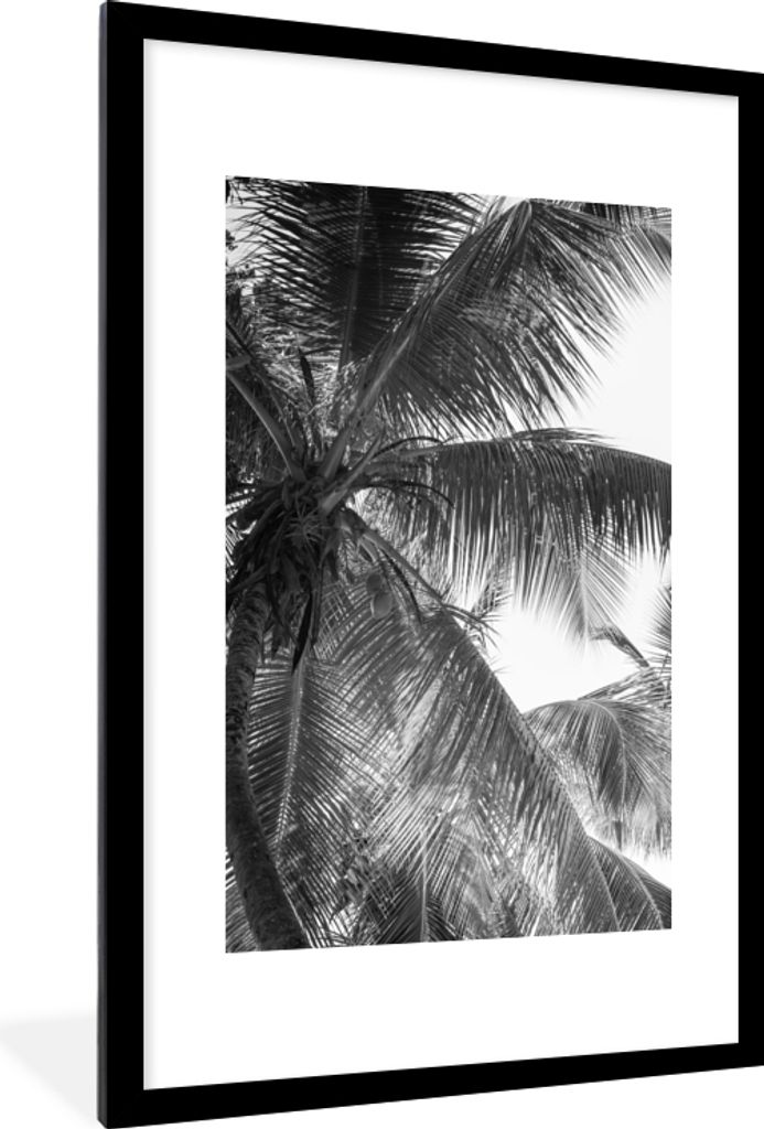 MuchoWow Gerahmtes Poster Palmwedel - Vintage - Natur 60x90 cm - Poster mit Schwarzem Bilderrahmen Wandposter Rahmen Foto Bilder - Dekoration - W...