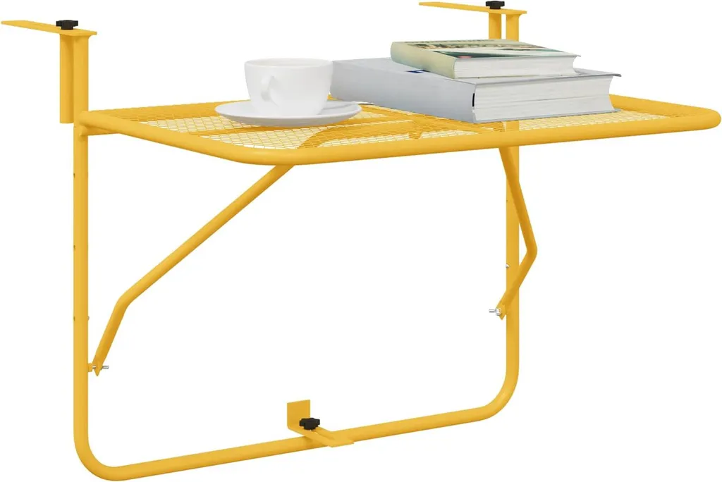 vidaXL Tavolo da Balcone Sospeso Senape 60x39x65 cm in Acciaio Robusto