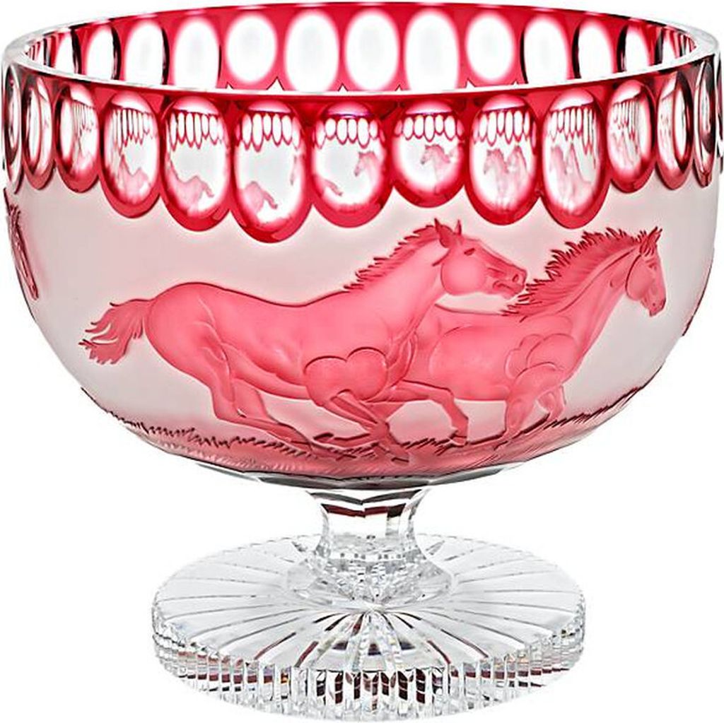 Schale mit Fuß handgeschliffen rot "King" (29cm), aus Bleikristall