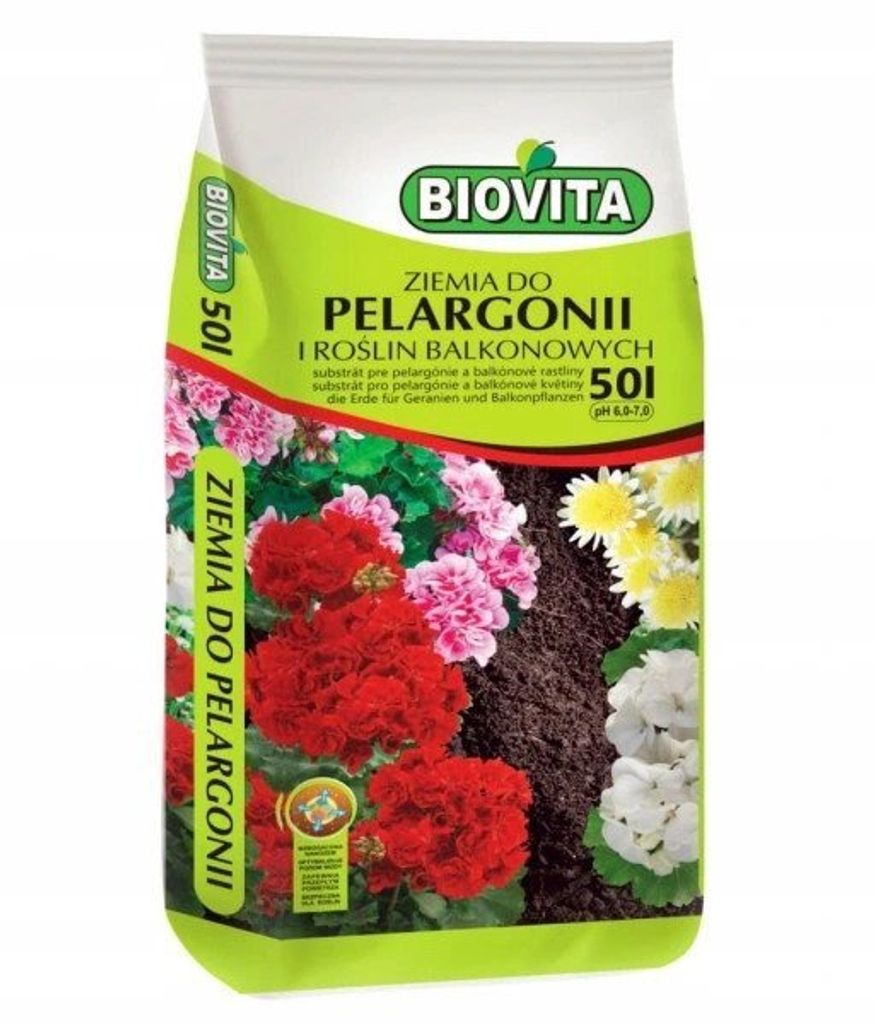 Biovita-Erde fr Geranien 50l und Balkonblumen Blumenerde