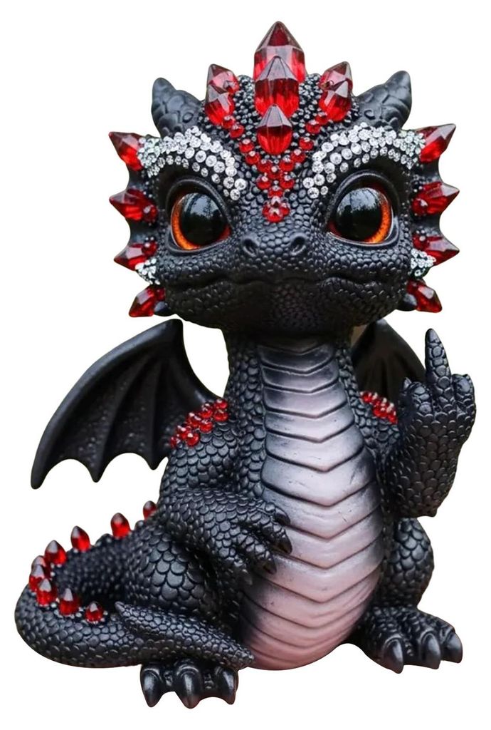 Baby-Drachenfigur, freche Drachenstatue, Sammlerstück, kleiner Drache mit Flügeln, der den Kopf abspreizt – Skulptur für Schreibtisch, Schrank...
