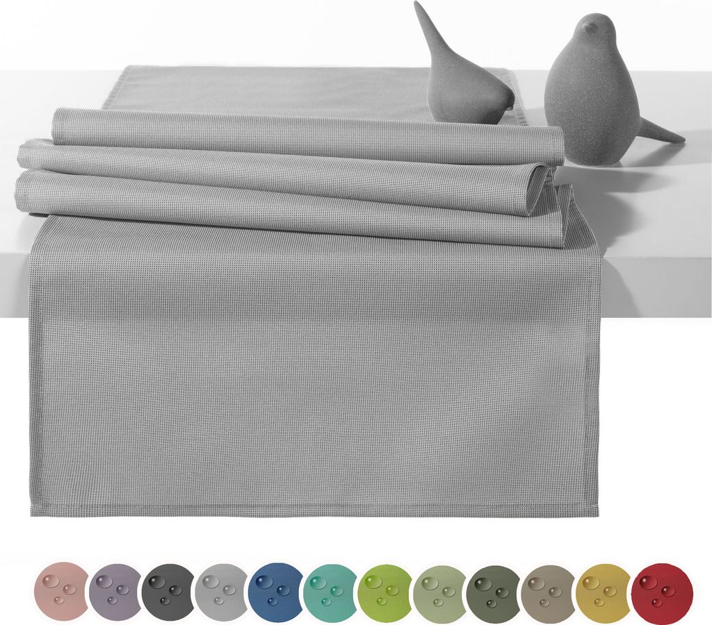 heimtexland Outdoor Tischläufer Garten Tischdecke 45x145 Tischdeko wasserabweisend wetterfest UV-beständig Typ551 Hellgrau