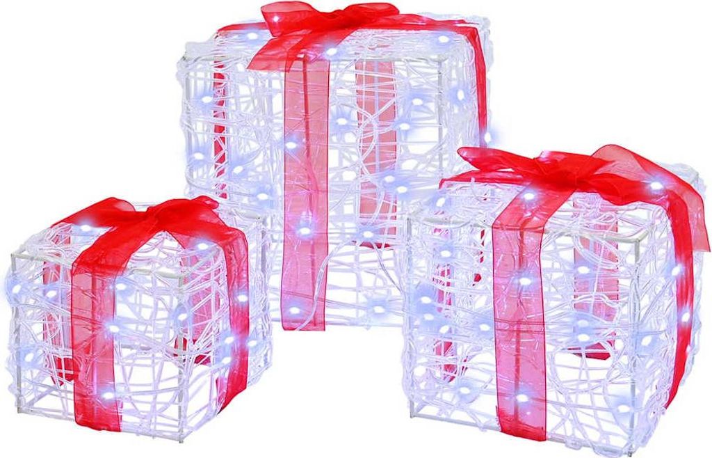 Geschenkbox mit 60 LEDs 3 pcs Kaltweiß 20 x 20 x 20 cm Acryl