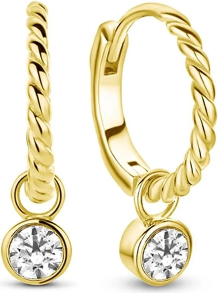 Orecchini New Bling 9NB-0771 Argento Placcato Oro e Zirconi 5mm