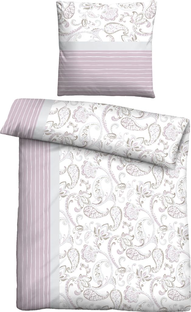 Traumhaft schlafen - Castell - Markenbettwäsche Feinbiber Bettwäsche 0351110 PAISLEY color: viola, size: 1x 155x220 cm + 1x 80x80 cm