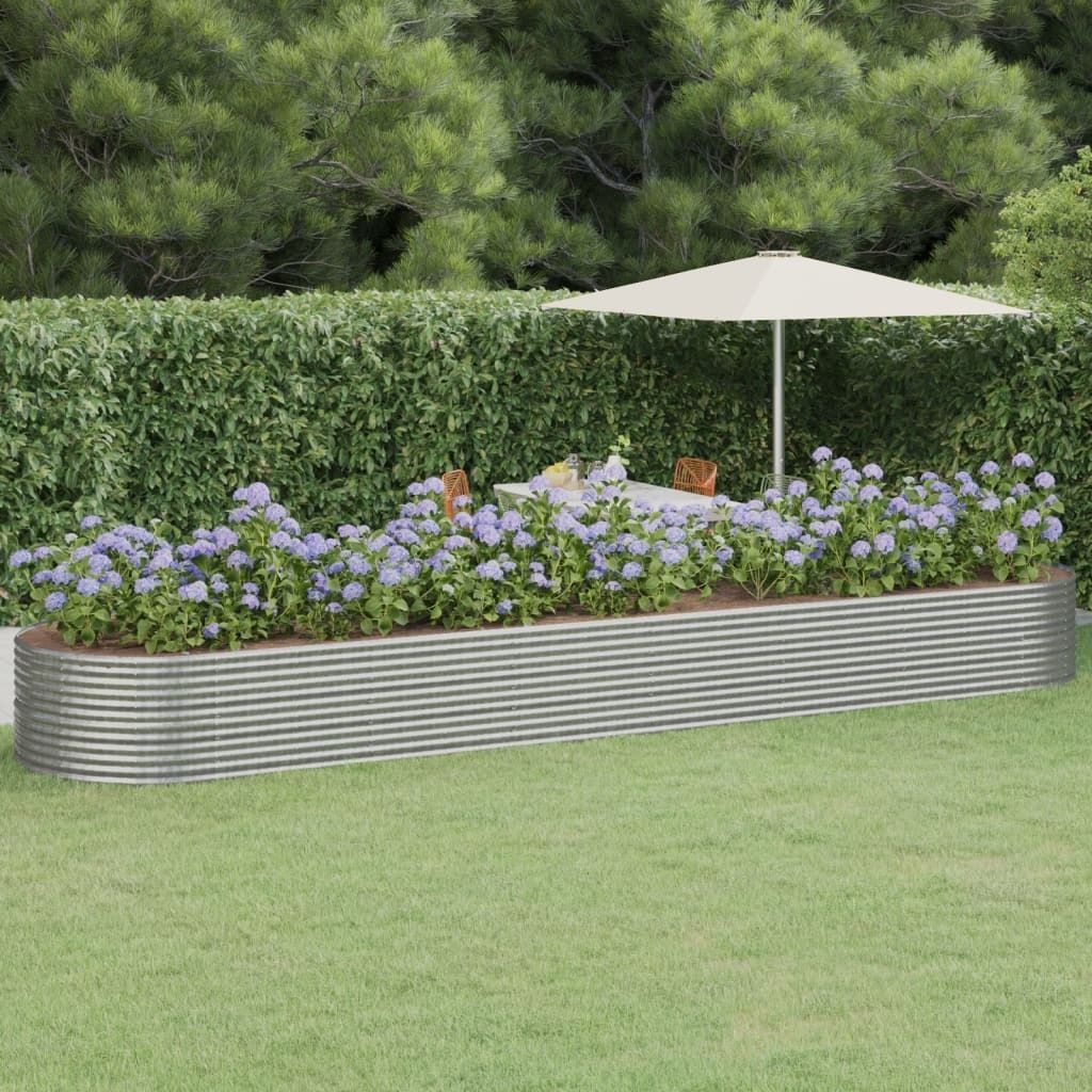 "2026 MODERNE"Garten-Pflanzgefäß/Hochbeet Moderne - Pflanzkübel - Blumentopf Pulverbeschichteter Stahl 584x140x68cm Silbern Promotion666799 - Beete