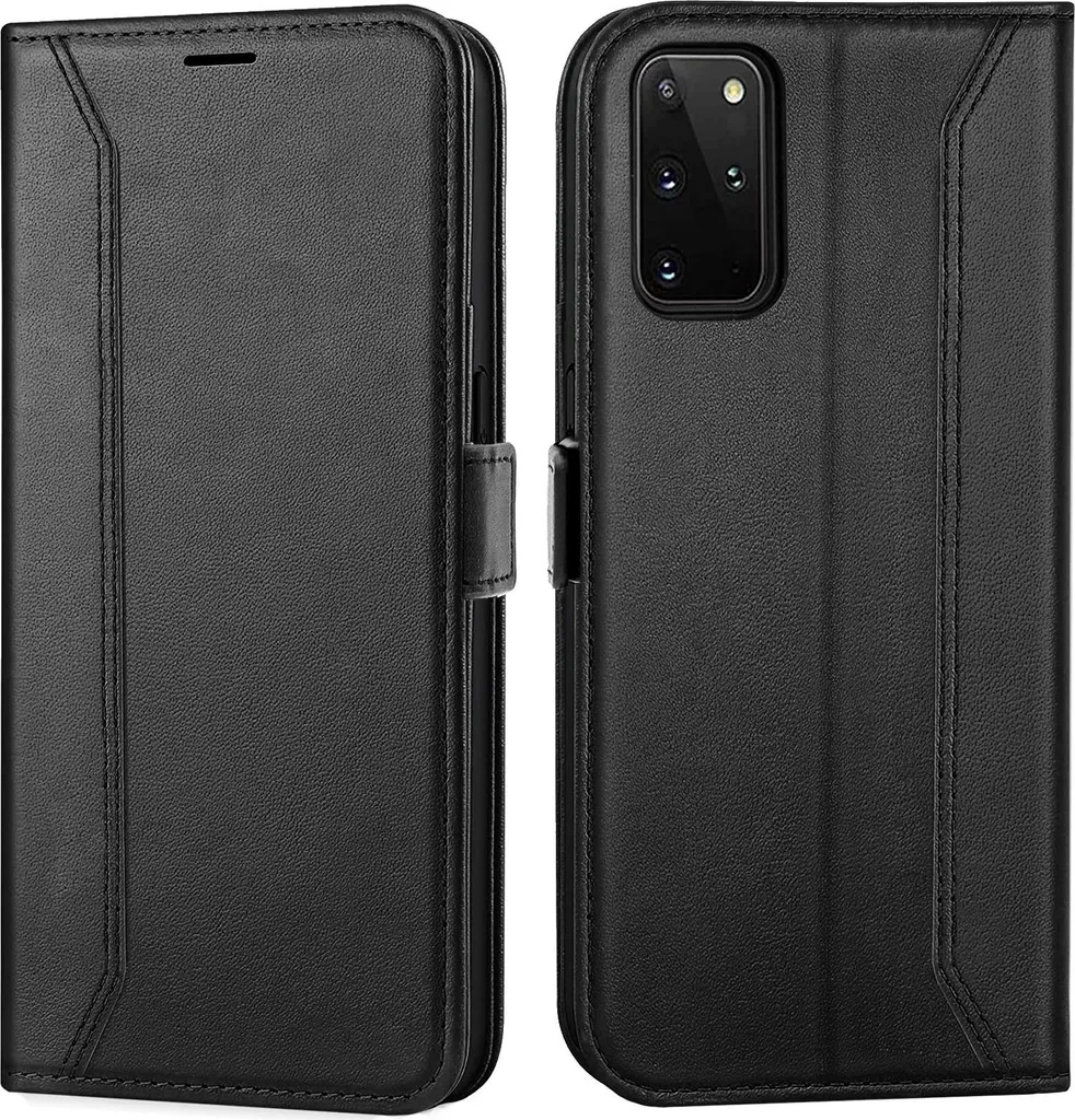 Cover Flip Samsung S20 Plus Nero - Case Antiurto con Funzione Stand