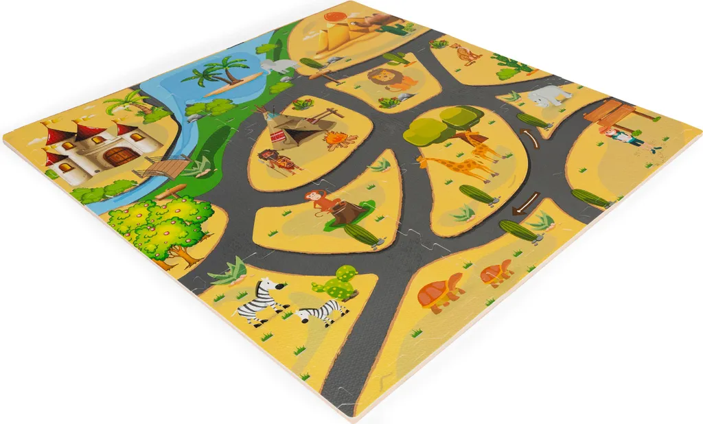 Puzzle en mousse Safari ECOTOYS épais et isolant avec bords amovibles