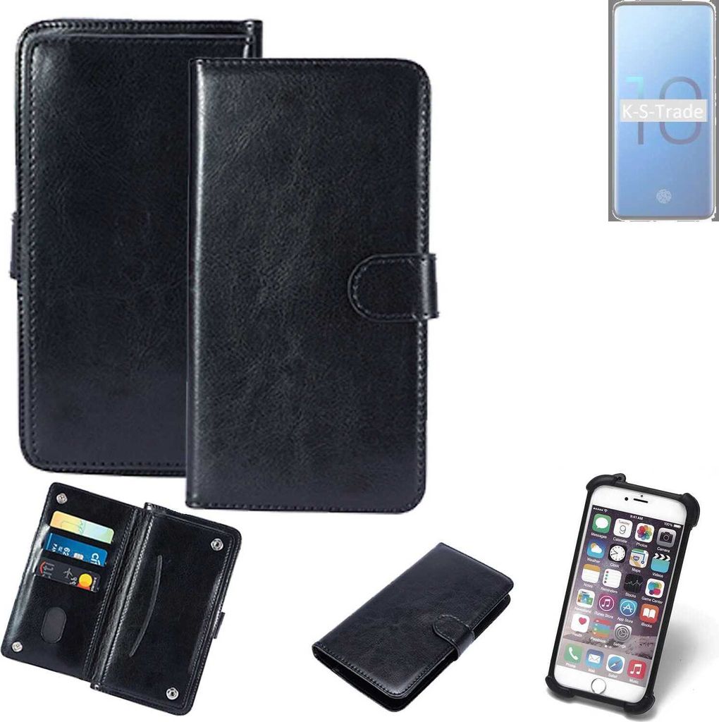 K-S-Trade 360° Hülle kompatibel mit Samsung Galaxy S10+ schwarz Kunstleder Case BookCase WalletCase Kunstlederederhülle Handyhülle, Rundumschutz