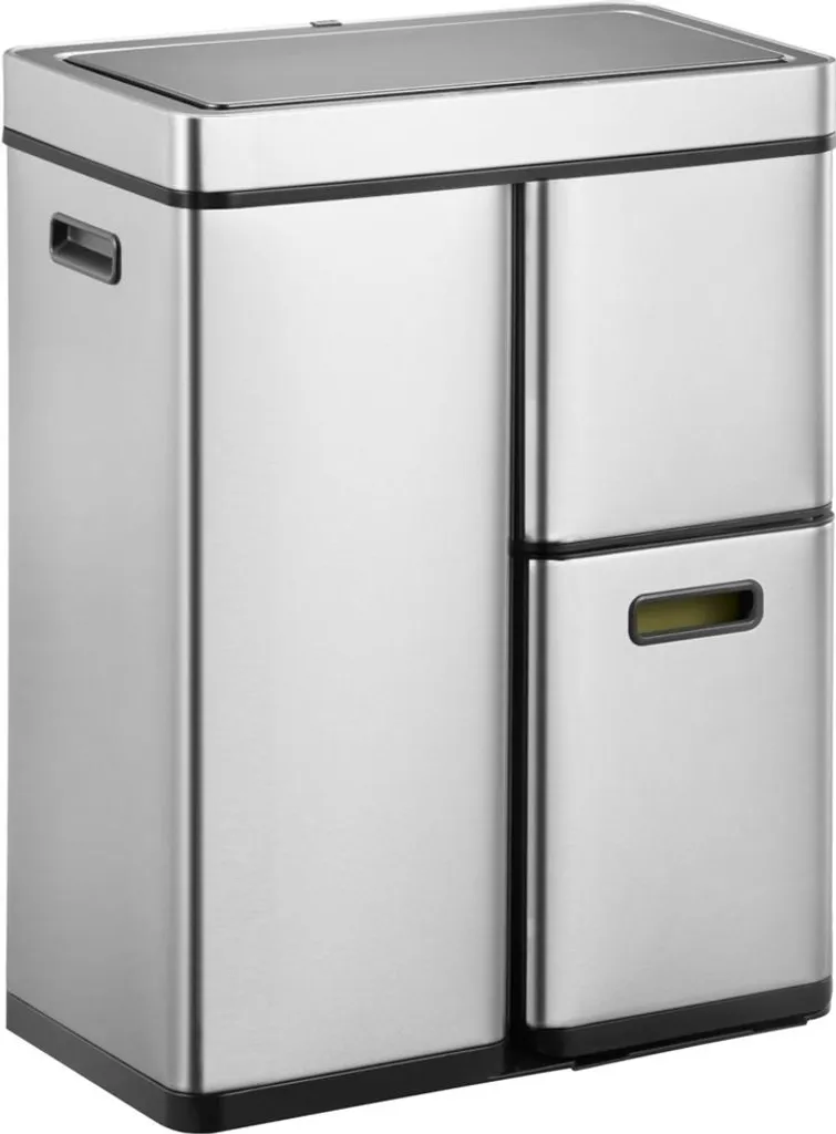 Poubelle EKO Mirage Plus 3 compartiments 30+15+15L Inox Anti-traces