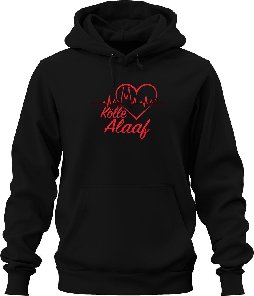 Kölle Alaaf Karneval Kölner Dom Herz Jeck Fasching Fastnacht Uni Hoodie Kapuzenpullover, Schwarz, L