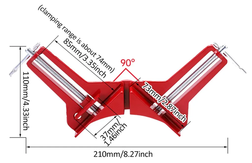 Serre-joint à angle droit renforcé en aluminium - Fixation rapide 90° - 11