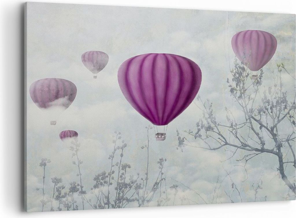 Bild auf Leinwand - Leinwandbild - Ballon Baum Flug - 100x70cm - Wand Bild - Wanddeko - Wandbilder - Leinwanddruck - Bilder - Kunstdruck - Wanddeko...