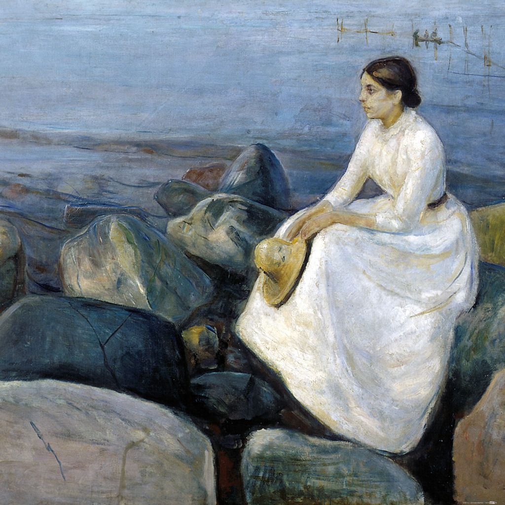 Edvard Munch Kunstdruck Bild - Inger Am Strand, Sommernacht, 1889 (70 x 70 cm)