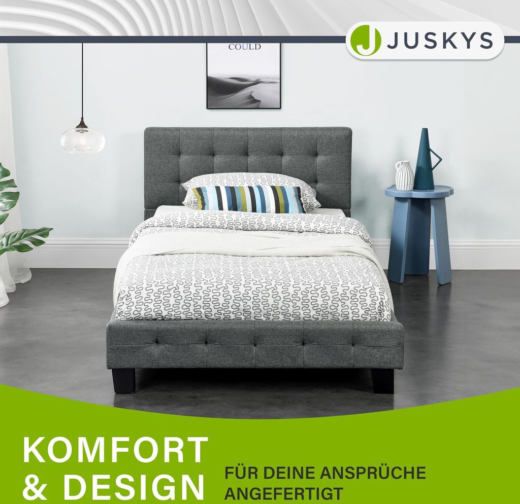 Juskys Polsterbett Manresa 90 x 200 cm - Bett mit Produktbild 6