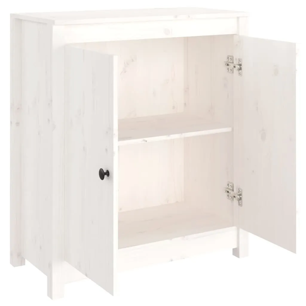 Mobile Credenza Legno Massello Bianco 70 cm - Design Scandinavo Economico - 6