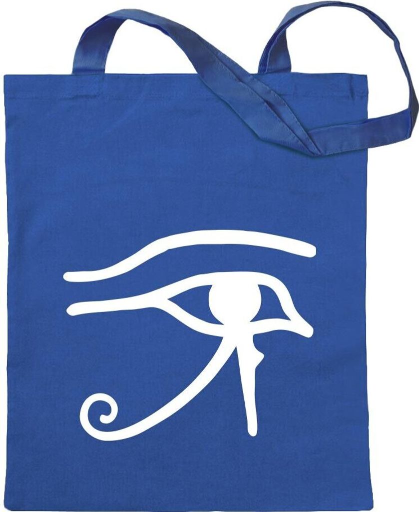 Kiwistar - Baumwolltasche - royalblau - Auge Des Ra - Tragetasche Stoffbeutel Umhängetasche langer Henkel