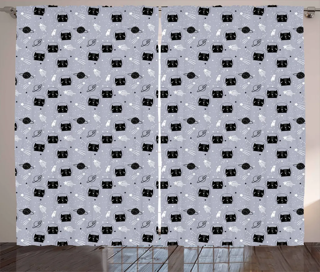 Tenda Soggiorno ABAKUHAUS 280x225 cm Gatti Spaziali Viola Grigio