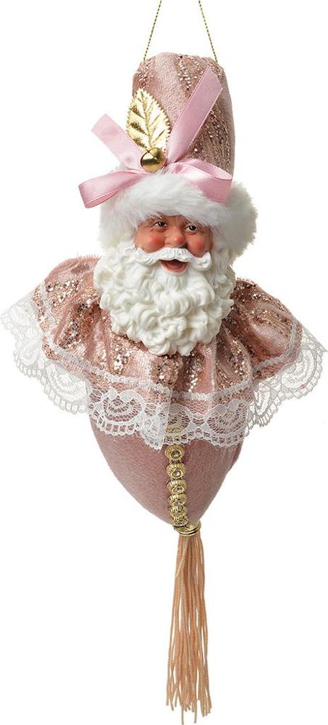 Clayre & Eef Weihnachtsanhänger Weihnachtsmann 35 cm Rosa Textil