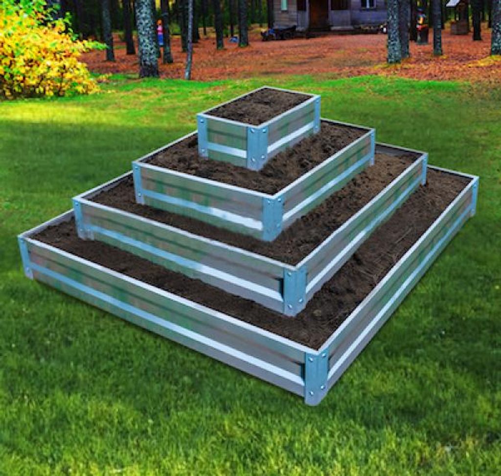 Blumenkasten, Pflanzenpyramide, Kräuterbeet, Kräuterpyramide, Metall, 4 Ebenen