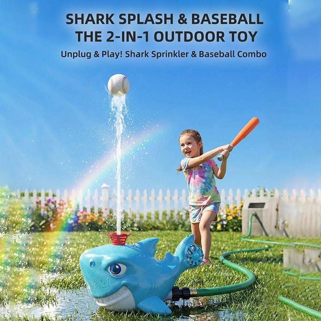 Haifisch Wasserspielzeug Kinder Rasensprenger, Gartenspielzeug, Rotierender Sprinkler, Sommer Wasserspiel, Rotierendes Sprinkler Spielset