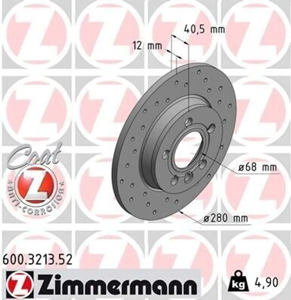 Zimmermann Disques de Frein Sport pour VW T4 Transporter et Bus Arrière