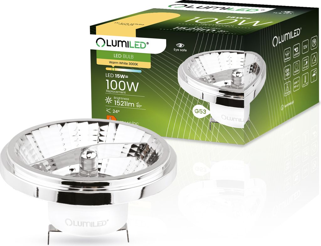 Żarówka LED G53 Reflektor AR111 15W = 100W 1521lm 3000K Zdjęcie produktu 