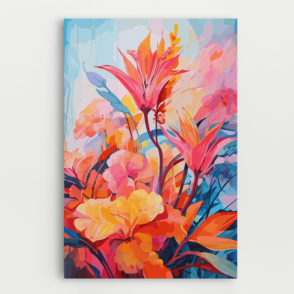 ARTHUB Leinwandbild 70x100 cm, Orange Art Flower | Wohnzimmerdekoration, Hängende Bilder, Wanddekoration, Heimdekoration, Moderne, Maltextur