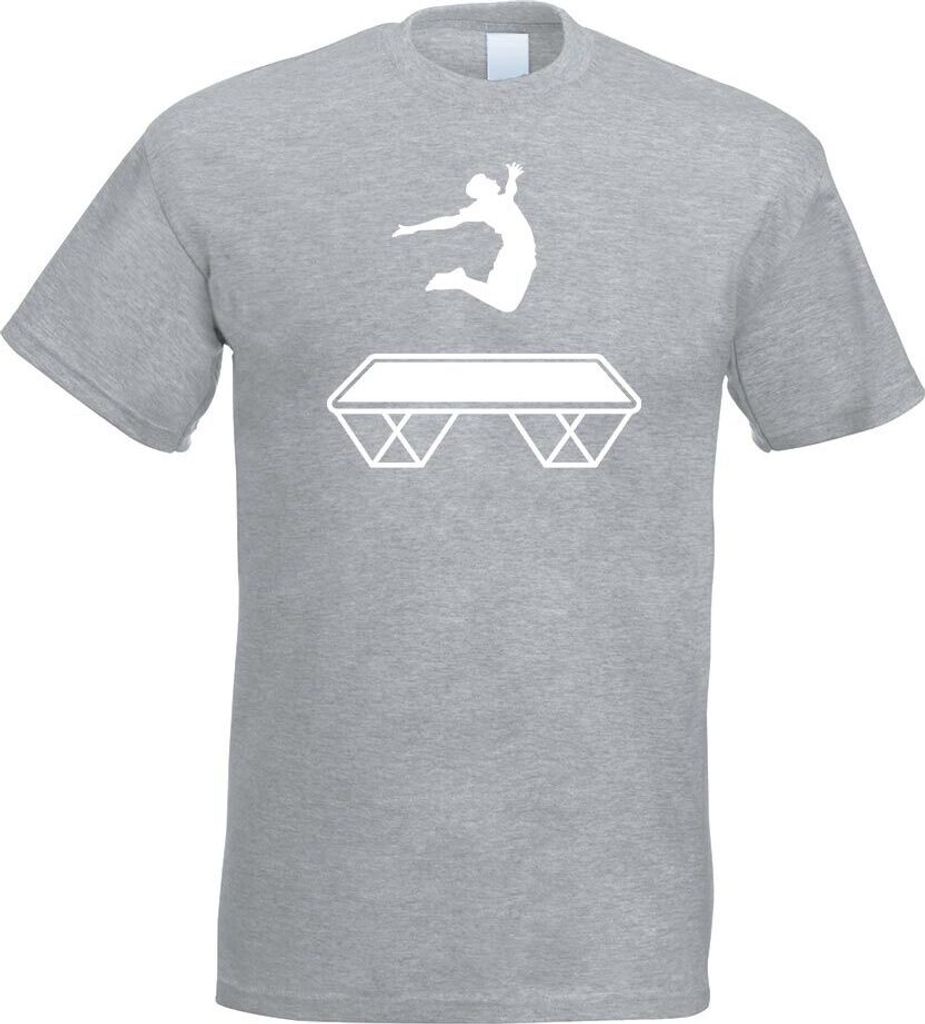 Kiwistar - T-Shirt - Graumeliert - Trampolin Springen Figur Motiv Bedruckt Funshirt Design Print - mit Motiv Bedruckt - Funshirt Design - Sport - F...