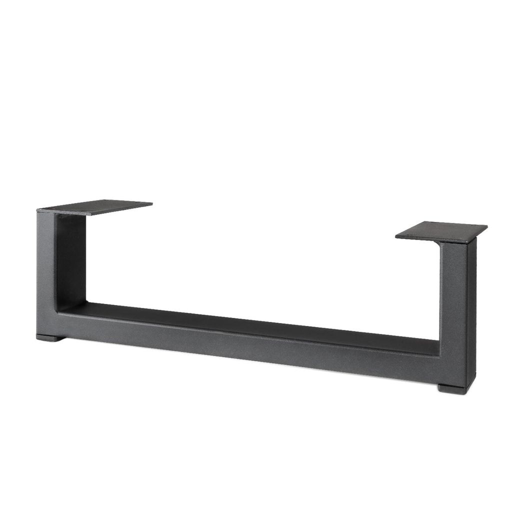 A black metal table leg is shown against a white background.