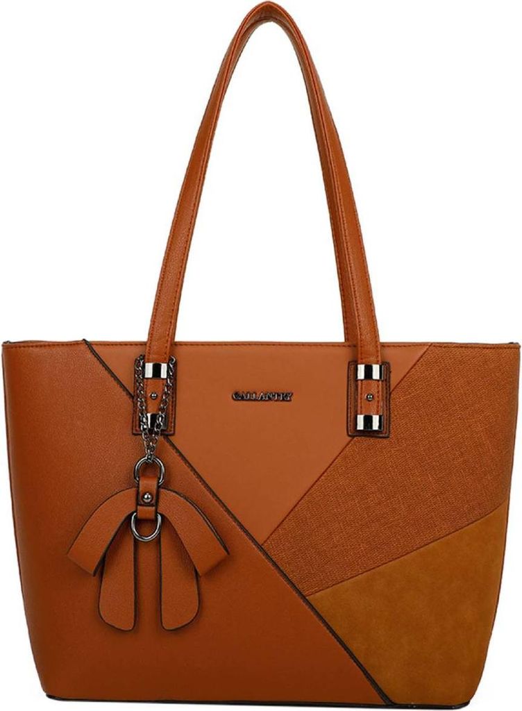 Gallantry, Shopper Damen mit Schleife und geometrischem Muster, Braun