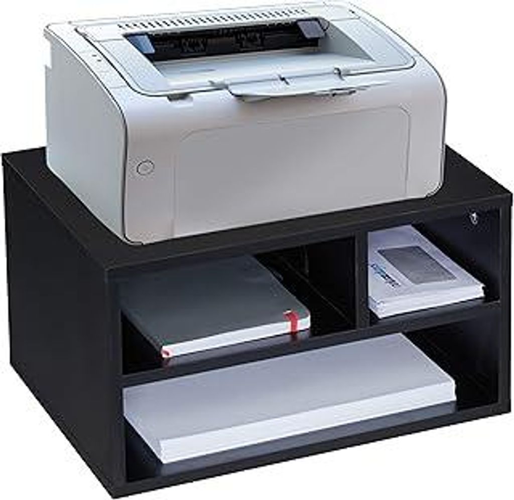 Druckerständer Schreibtisch, 3 Fächer, Regal für Drucker, Druckerhalter, H x B x T: 22,5 x 40 x 30 cm, schwarz