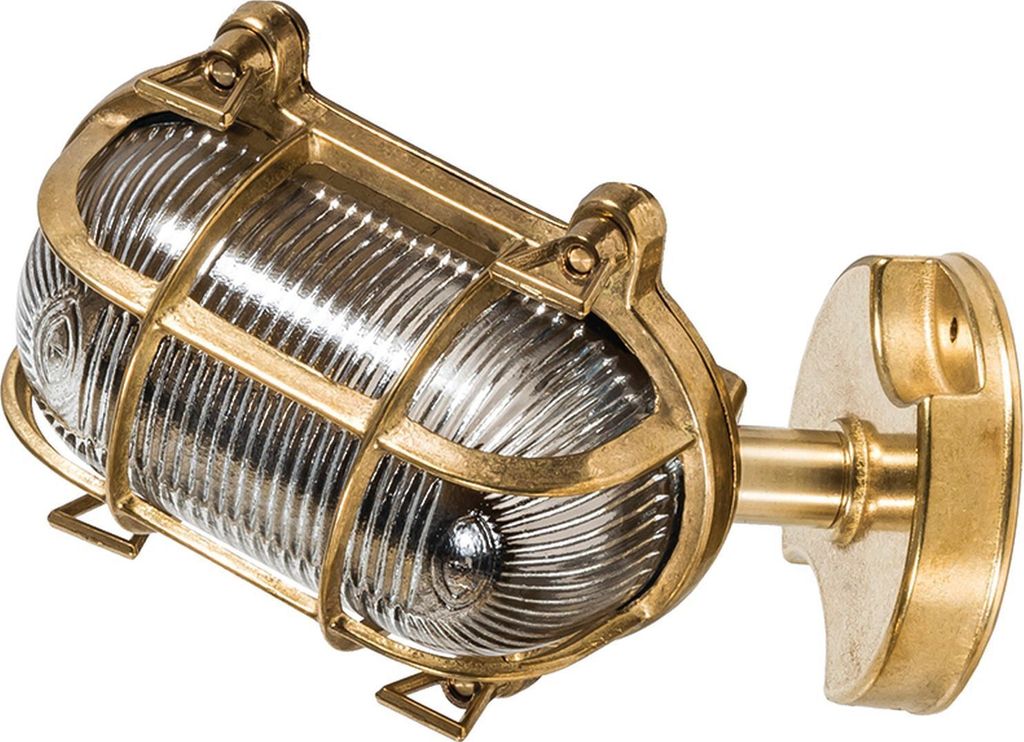 Außenleuchte Wand Haus Hof IP64 E27 Glas Messing Maritim Wandlampe außen