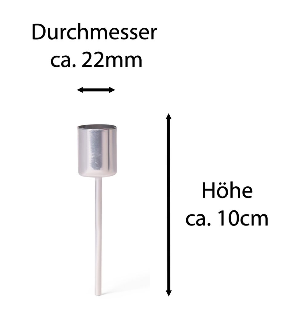 Novaliv 4x Stabkerzenhalter silber I Kerzenpick 10 x 2,5 cm Produktbild 2