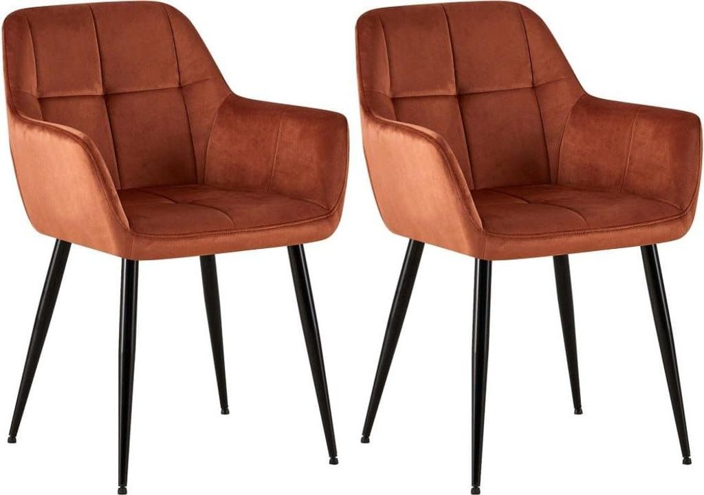 2-teiliges Esszimmerstuhl-Set aus Samt – Stühle – Bequemer Sitzkomfort, wartungsfreundliches Design | Farbe: Braun