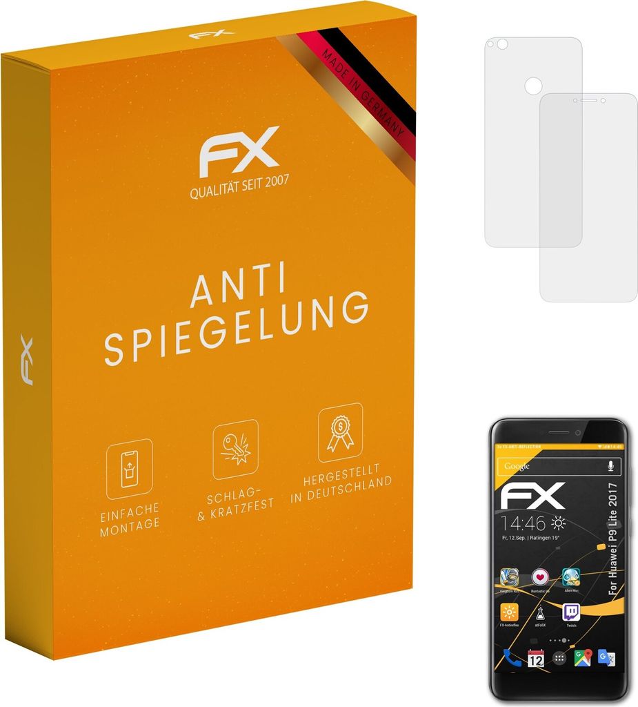 atFoliX FX-Antireflex 3x Schutzfolie kompatibel mit Huawei P9 Lite 2017 Displayfolie