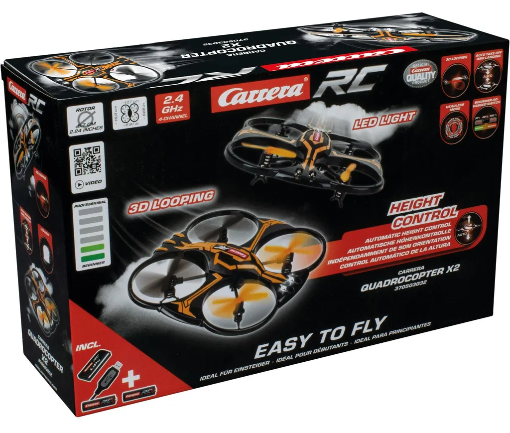 Carrera RC Air Quadcopter X2 Drone 2.4GHz avec Système Gyroscopique Stable