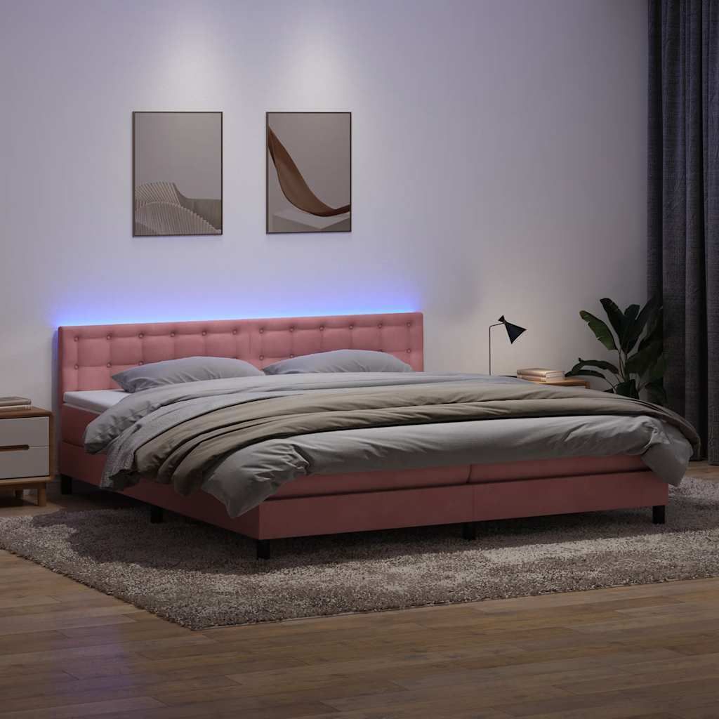 Möbel Boxspringbett mit Matratze Rosa 180x210 cm Samt - Klassische Betten 3317282