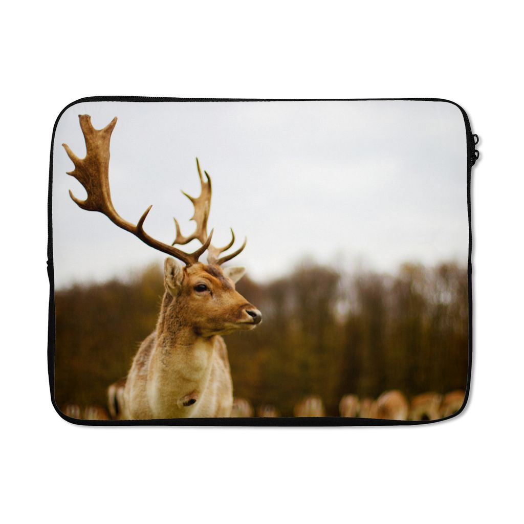 MuchoWow Laptop Hülle 15 Zoll Damhirsch - Wald - Herde - Tiere - Natur Laptoptasche - Laptoptasche - Sleeve - Rundum-Schutz