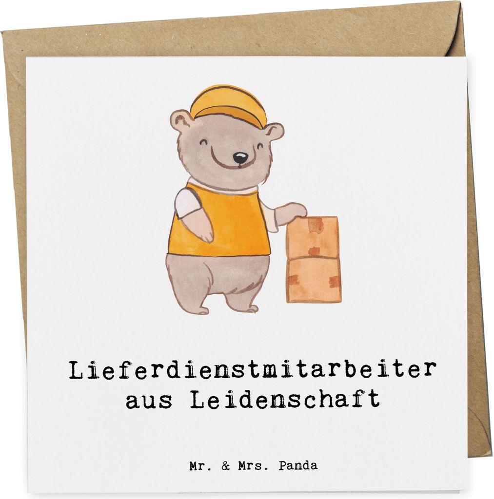 Mr. & Mrs. Panda Deluxe Karte Lieferdienstmitarbeiter Leidenschaft - Weiß - Geschenk, faltkarte, Pizzabäcker, Lustig, anlasskarte, doppelkarte, W...