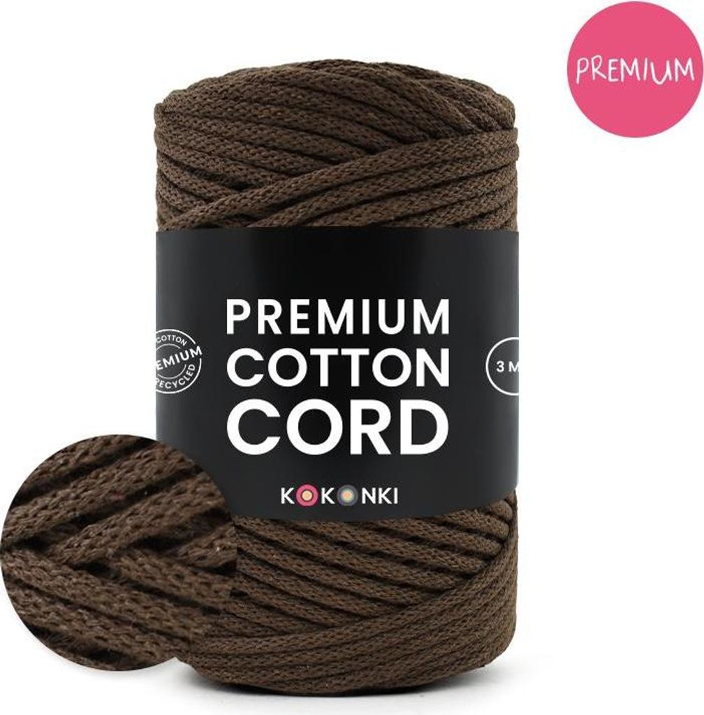 KOKONKI Premium Baumwollkordel 3 mm 100 m Schokolade 316 Produktbild 