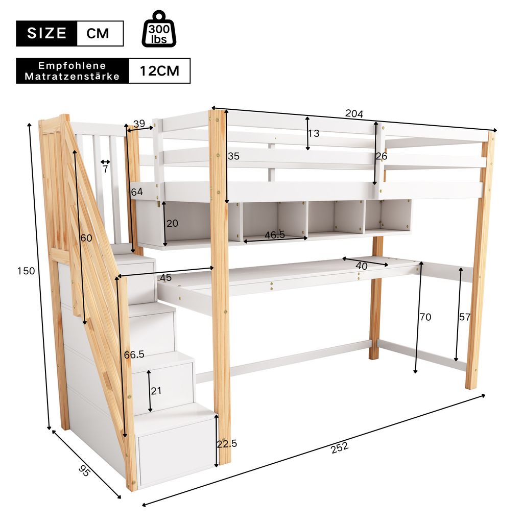 Łóżko piętrowe Flieks 90x200cm ze schodami, łóżko na Zdjęcie produktu 4