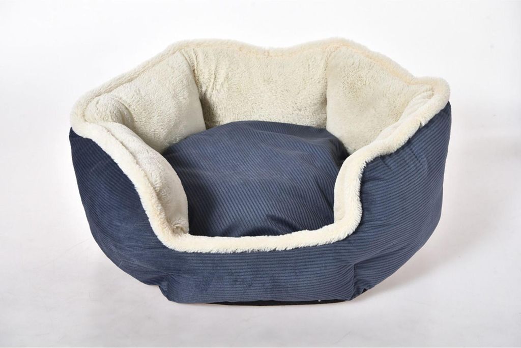 Hundebett Cord/Plüsch Ø 50 cm – kuscheliges rundes Haustierbett für kleine Hunde, Welpen und Katzen, weich gepolstert, rutschfest und ideal al...
