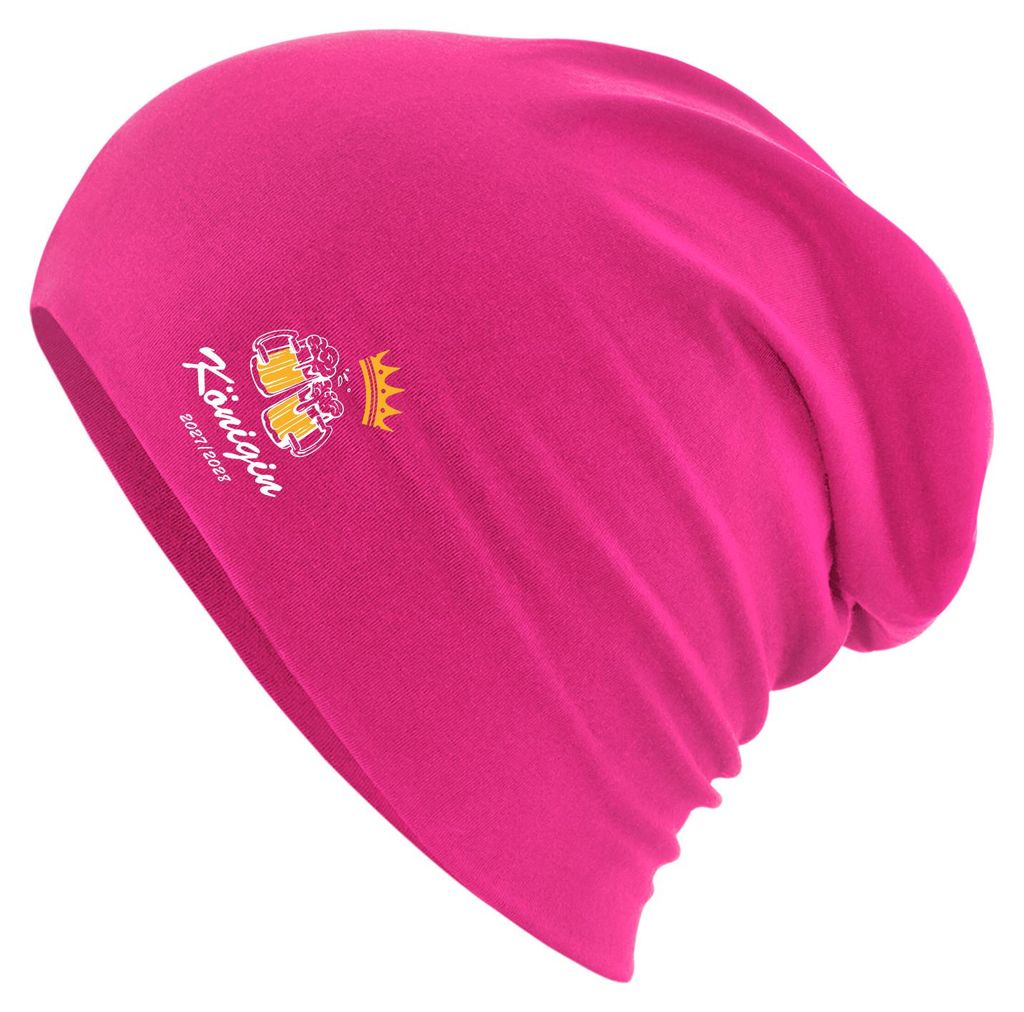 Huuraa Beanie Königin 2027/28 Bierkrug Schüztenkönigin Fuchsia One Size Baumwolle und Elasthan Mütze Geschenkidee