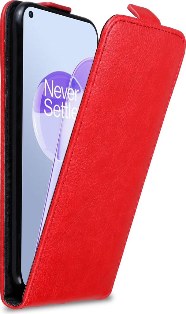 Cadorabo Hülle für OnePlus 9RT 5G Schutz Hülle in Rot Flip Etui Handyhülle Case Cover