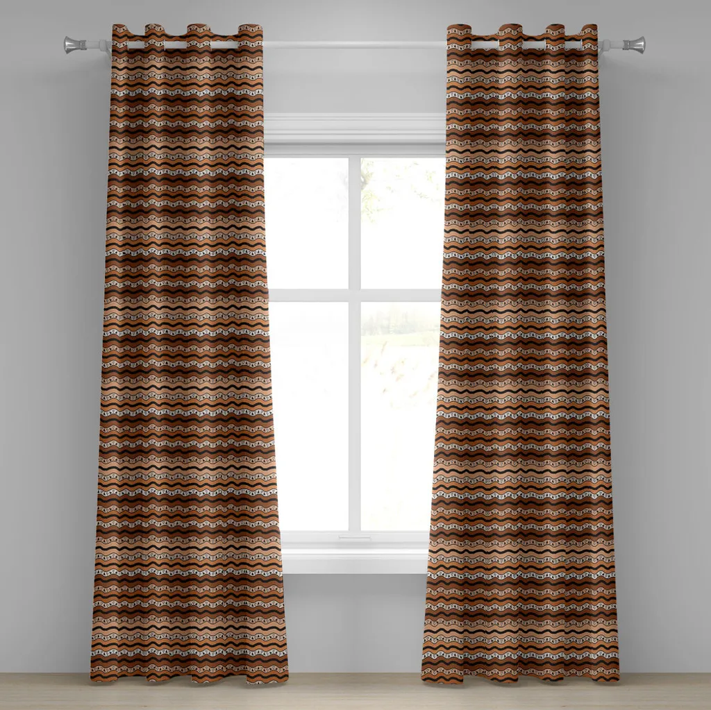 Rideau à œillets ABAKUHAUS Zambie style tribal 280x245 cm brun cannelle