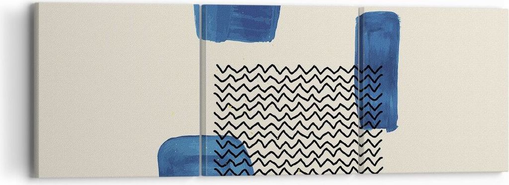 Bild auf Leinwand - Leinwandbild - 3 Teile - Abstraktion Flecken Zickzack - 90x30cm - Wand Bild - Wanddeko - Wandbilder - Leinwanddruck - Bilder - ...