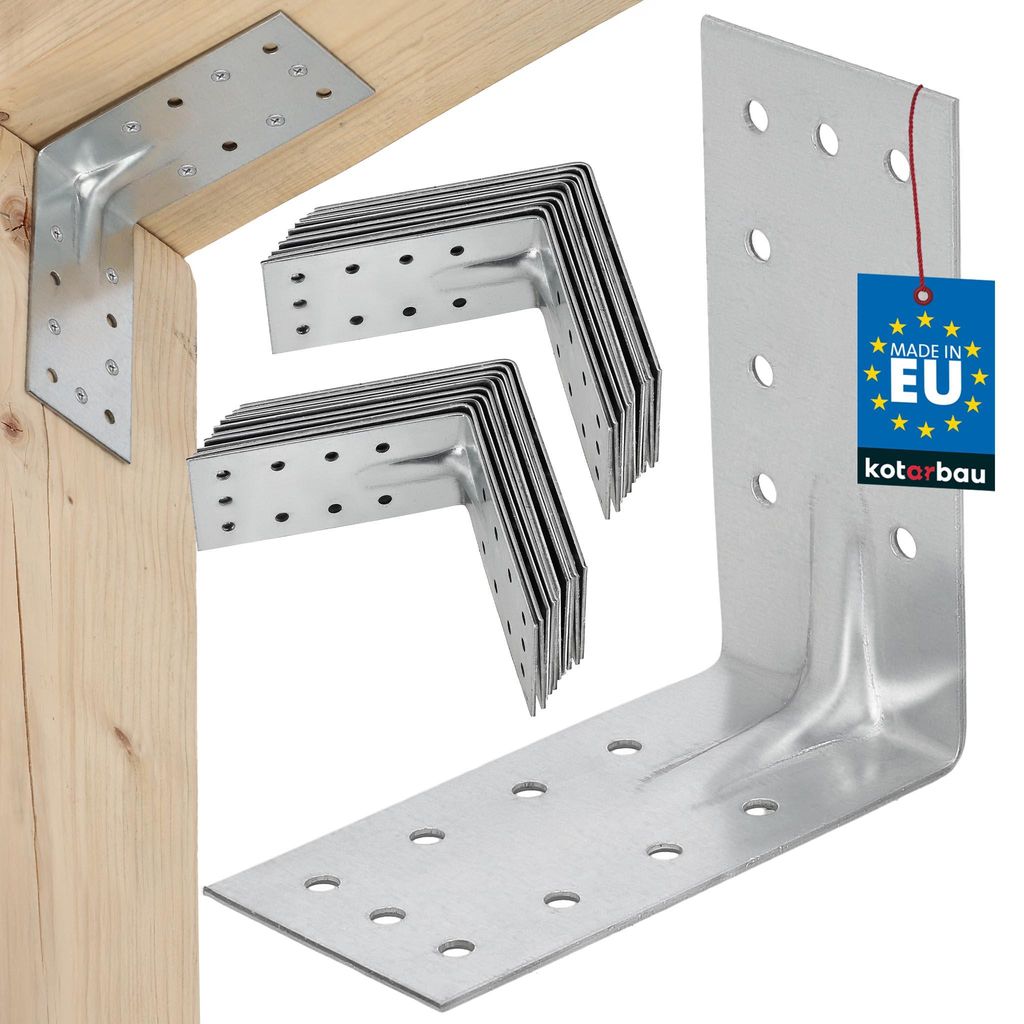 KOTARBAU 25er Set Winkelverbinder Regalwinkel 125x125x55mm Schwerlastwinkel Anschlagwinkel Verstärkter Metallwinkel Bauverbinder Verzinkter Stahl