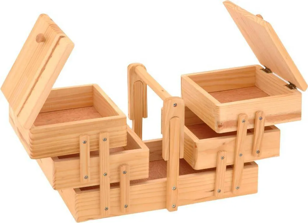 Boîte en bois 5 compartiments robuste avec poignée ergonomique